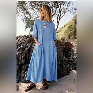 Free People Light Blue Midi Dress